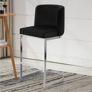 Bekrvio 26" Counter Height Bar Stools - with Back & C-Shaped Metal Frame, Upholstered Chairs for Kitchen Island, Home Bar, Pub - 1 of 4