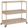 vidaXL Bar Cart 3-Tier Beige Poly Rattan and Solid Wood Acacia - 2 of 4