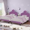 VECELO Upholstered Crown-Shaped Kids Bed Frame Wooden Platform Bed with Adjustable Headboard, No Box Spring Needed - 3 of 4