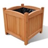 vidaXL Set of 2 Square Wooden Raised Bed Garden Outdoor Flower Box Planter Plant Vegetable Growing Container Balcony Patio Backyard - 2 of 4