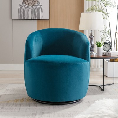 Teddy Fabric Accent Chair, Armrest Accent Single Lazy Chair, Comfy Leisure Chairs With Black Powder Coating Metal Ring