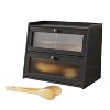 Double Bread Box, Bamboo Kitchen Countertop Organizer, Large Capacity Bread Rack With Window - 3 of 4