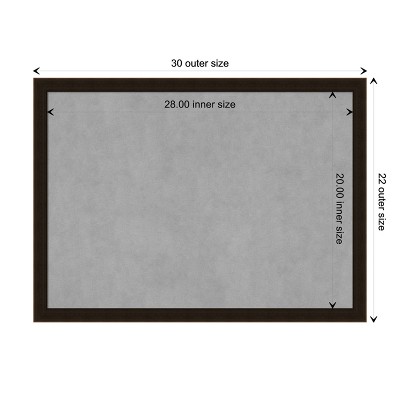 Espresso Brown Wood and Steel Framed Magnetic Board 30 x 22 in.
