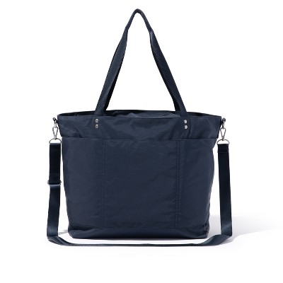 Large French Navy Nylon Crossbody Tote Bag with Multifunctional Pockets