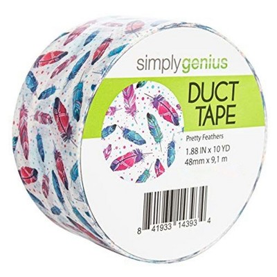 Simply Genius Single Roll Patterned Duct Tape Roll, Craft Supplies For Kids Adults, Colored Duct Tape, Pretty Feathers