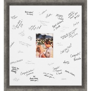 Burnished Concrete Picture Frame – Guest Book Alternative for Weddings, Graduations, or Retirement – Autograph Photo Mat for Signature Board - 1 of 4