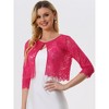Allegra K Women's Elegant 3/4 Sleeve Sheer Floral Lace Cropped Bolero Shrugs - 2 of 4