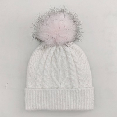 Girls' Knit Pom Beanie - Cat & Jack™ White