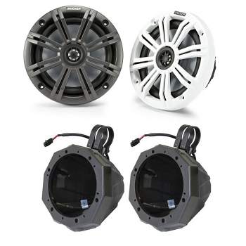 Kicker 45KM654 6.5" Marine Speakers with SSV US2-C65U Universal 6.5-inch Cage Mount Speaker Pods Including 2.00" Dual Clamps