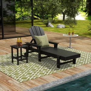 WestinTrends Malibu 2 Piece Adirondack Poly Reclining Chaise Lounge With Arms & Wheels - 1 of 4