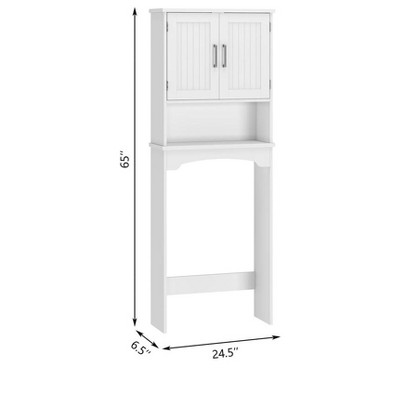 White Linen MDF Over-The-Toilet Storage Cabinet with Double Doors