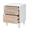 Baxton Studio Louetta Carved Contrasting Nightstand White/Natural Brown - 3 of 4