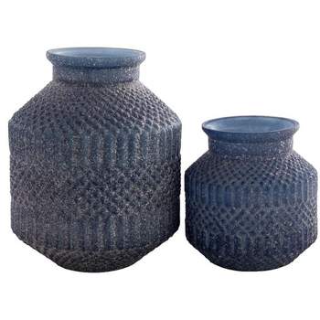Mark & Day Porec 11"H x 9"W x 9"D, 8"H x 8"W x 8"D Modern Blue Decorative Vase Set