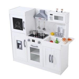 COZONY Wooden Play Kitchen Set with Responsive Effects, Pretend Play Kitchen with Cookware Accessories for Toddlers and Kids - 1 of 4