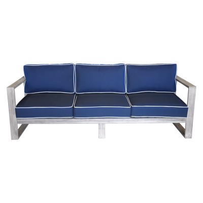 Teak Modern North Shore Outdoor Three Seater Sofa with Cushions - Driftwood Gray - Courtyard Casual