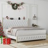 NicBex Full/Queen/King Upholstered Bed Frame with Star Galaxy Projector,Storage Tufted Wingback Headboard with USB Port,Music Speaker,Easy Assembly - 3 of 4