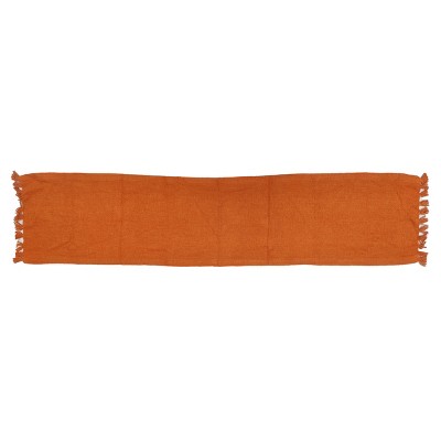 72" x 14" Cotton Textured Table Runner Dark Orange - Threshold™: Solid Fall Decor, Traditional Rectangle, Machine Washable