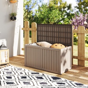 YARDGRACE large gallon resin deck box, lockable terrace indoor and outdoor storage box, waterproof storage box - 1 of 4