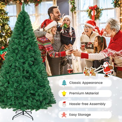8ft Green PVC Pine Christmas Tree with Metal Stand