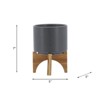 VisioGear 7" Tall Round Planter with Wooden Stand, Plant Pots for Living Room, Bedroom, Matte Gray, 5"*5"*7" - 3 of 4
