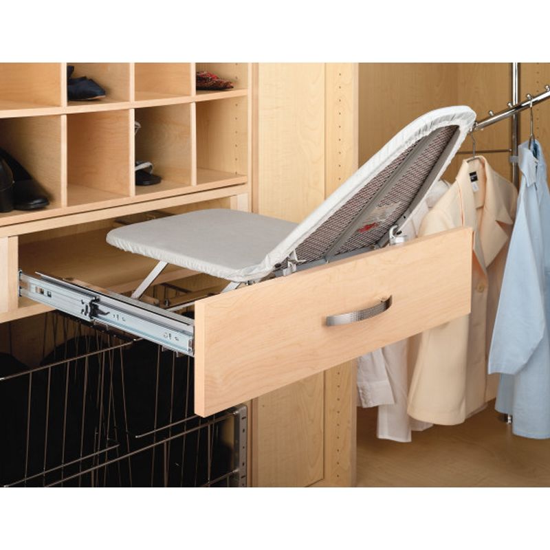 Rev-A-Shelf Pull-Out Stowaway Closet or Drawer Ironing Board w/Ball-Bearing Slides, Retractable, Foldable, and Adjustable, Gray, CIB-16CR, 5 of 8