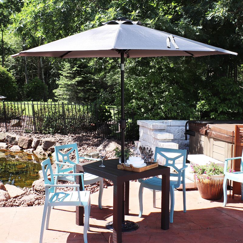 Sunnydaze Outdoor Aluminum Pool Patio Umbrella with Solar LED Lights, Tilt, and Crank - 9', 4 of 14