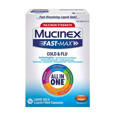 Mucinex Fast-Max Cold & Flu Relief Liquid Gels - Acetaminophen - 16ct