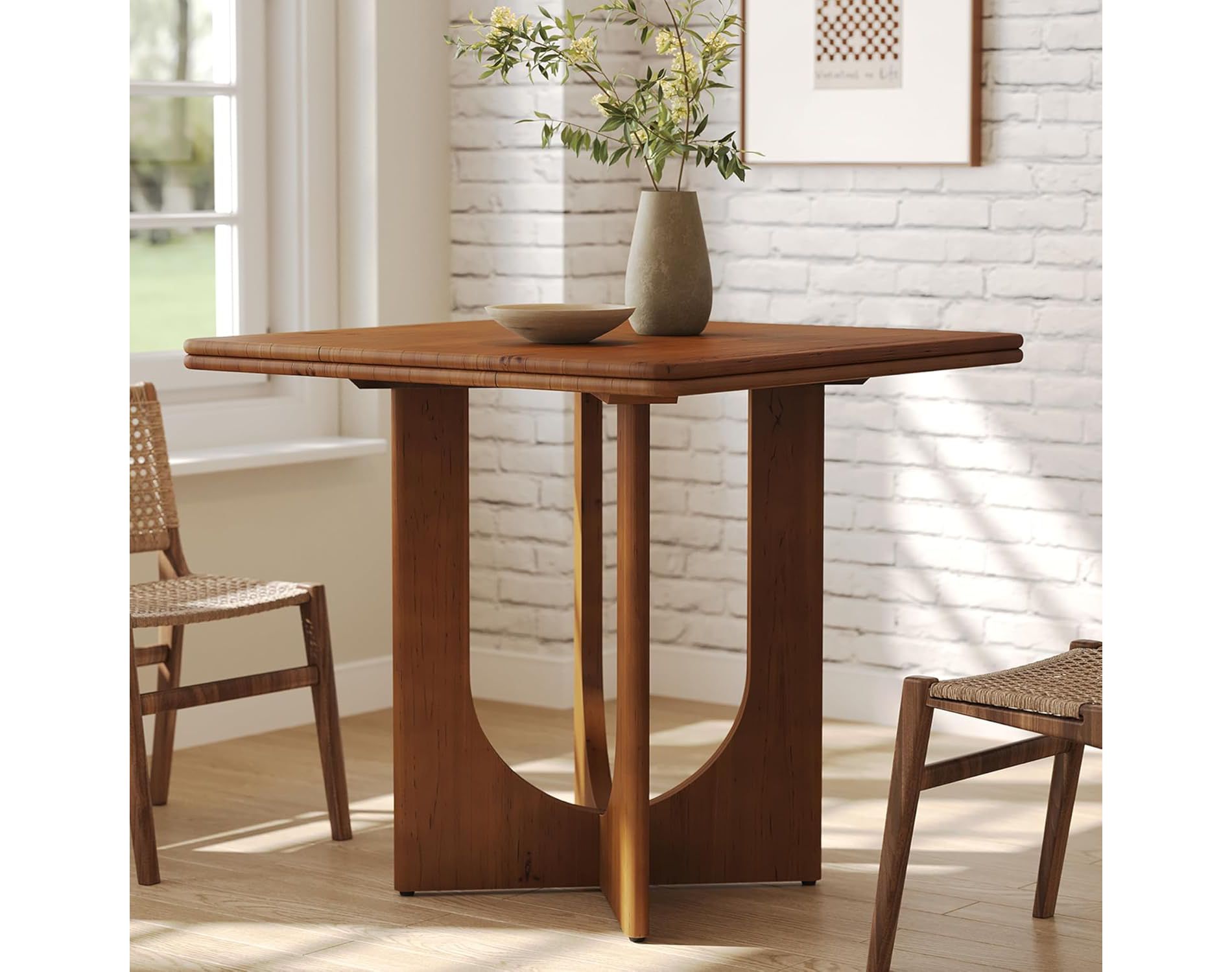 Lantine Wooden Square Dining Table for 2-4 People, 31.5 inch Small Dinner Table for Dining Room, Kitchen, Small Space