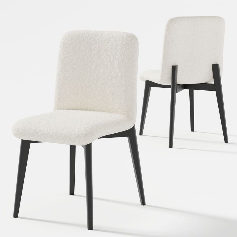 Neutypechic Wooden Dining Chair Side Chair White Upholstered Dining Chairs Set of 2, 1 of 8