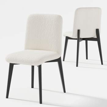 Neutypechic Wooden Dining Chair Side Chair White Upholstered Dining Chairs Set of 2