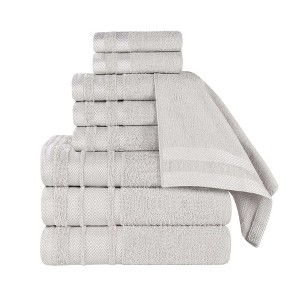 Cotton Medium Weight 9 Piece Bathroom Towel Set by Blue Nile Mills - 1 of 4