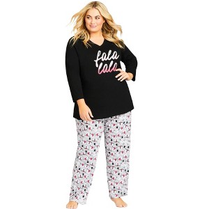 Avenue Women's Plus Size Fa La La Sleep Top - 1 of 4