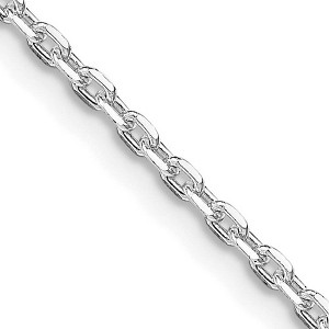 Black Bow Jewelry 2mm Rhodium Plated Silver Solid Beveled Oval Cable Chain Necklace - 1 of 4