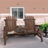 DSVIMOY 2-Seat Wooden Adirondack Chair, Patio Bench with Table, Outdoor Adirondack Chair for Porch, Backyard, Brown, 61.75"*34.75"*40.5" - 4 of 4