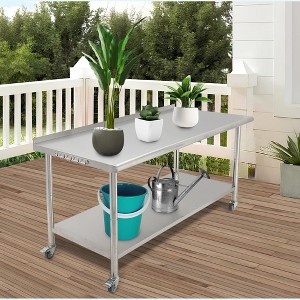 Stainless Steel Food Prep Table,Kitchen Work Table with Adjustable Under Shelf,Utility Table with Hooks for Restaurant,Garage,Hotel and Home - 1 of 4