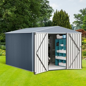 10 x 12 FT Outdoor Metal Storage Shed, Large Lockable Utility Tool Shed with Air Vents, Tool Garden Shed Storage House for Garden Patio - 1 of 4