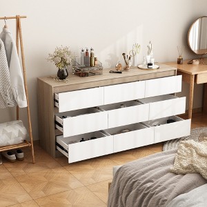Hitow Chest of Drawers 9 Drawer Horizontal Dresser Wooden Dresser Minimalist Hidden Handle Design - 1 of 4