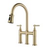 Spot-Resistant Gold-Plated Bridge Kitchen Faucet with Retractable Spray Nozzle - 4 of 4