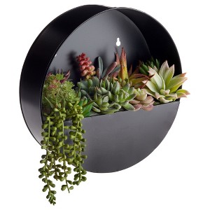 Farmlyn Creek Black Metal Circle Wall Hanging Planter for Home Indoor Decor, 12 inch Dia. - 1 of 4