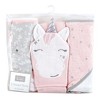 Hudson Baby Infant Girl Cotton Rich Hooded Towels, Pink Unicorn, One Size - 2 of 4
