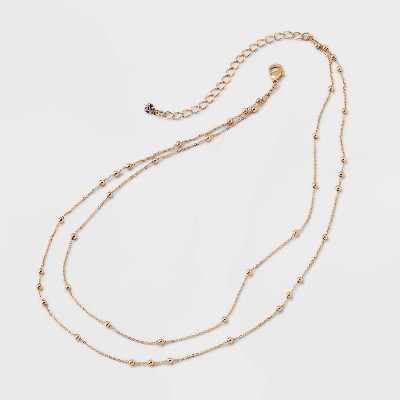 Gold 2 Row Satellite Chain Necklace - A New Day&#8482; Gold