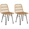 vidaXL 3-Piece Patio Dining Set - Unique Round Table Made of Steel, Tempered Glass and Rattan Look Polyethylene - Stable - 4 of 4