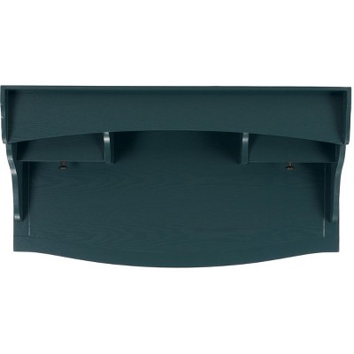 Slate Teal 5-Drawer Wood Writing Desk with Hutch