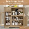 Kitchen Microwave Cabinet with Storage & Drawers, Small Buffet Cabinet with Glass Doors & Adjustable Shelf, Wooden Sideboard - 4 of 4