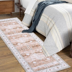 WhizMax Vintage Area Rug Floral Distressed Carpet Machine Washable Area Rug - 1 of 4
