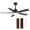 Airsurfer 48" Matte Black  Ceiling Fan with Color-Changing LED Light, with 5 Black & Dark Brown Blades, Remote Included, 5''&10'' Down Rods - 2 of 4