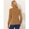 Allegra K Women's Texture Long Sleeve Casual Office Ruffled Mock Neck Tops - 3 of 4