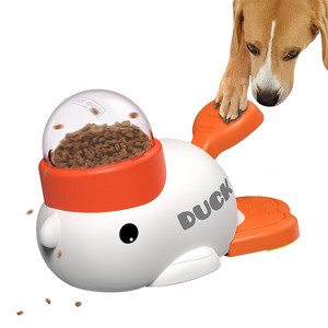 AEELLEEA Duck Interactive Treat Dispenser Dog Puzzle Toy with Button, Slow Feeder for Small & Medium Dogs/Cats, IQ Training & Entertainment white - 1 of 4