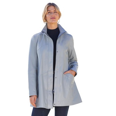 Jessica London Women's Plus Size A-Line Zip Front Leather Jacket