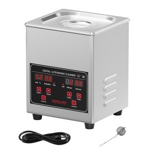 VEVOR Ultrasonic Cleaner, 1.3L Professional 60W Cleaning Machine with Timer & Heater, 40kHz Digital Ultrasonic Cleaner with Basket, Silver - 1 of 4